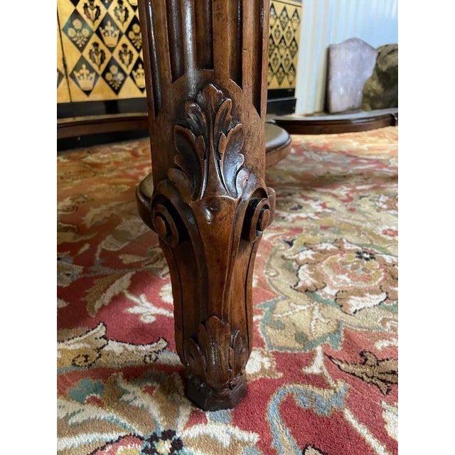 Louis XVI Style Walnut Dining Table For Sale - Image 3 of 7
