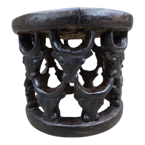 Vintage Tribal Carved African Hardwood Stool/Side Table