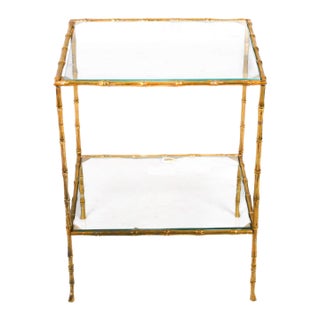 Metal Bamboo-Style Side Table For Sale