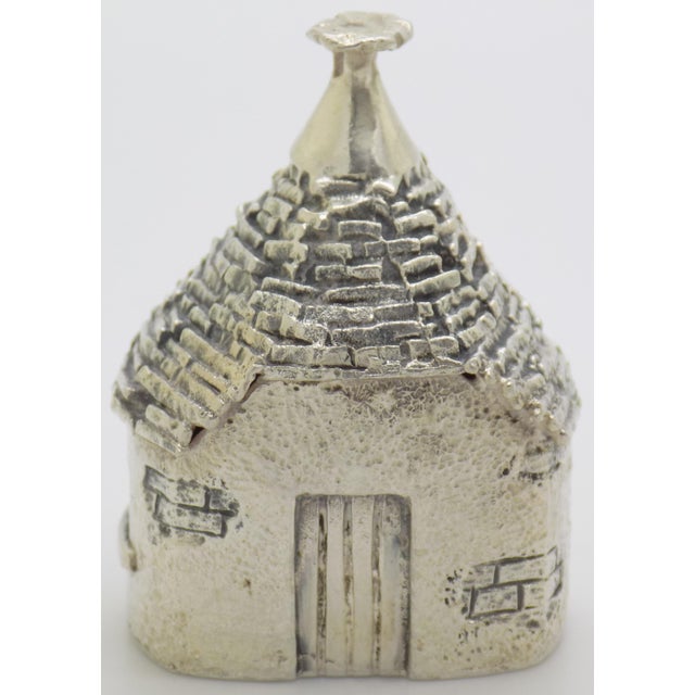 Traditional Vintage Italian Handmade Genuine Solid Sterling Silver 925 Trullo Traditional South Italian House Figurine For Sale - Image 3 of 9