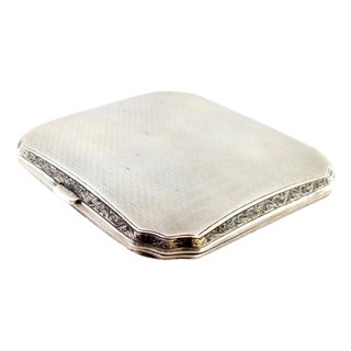 Guilloche Silver Cigarette Case with Beveled Corners For Sale