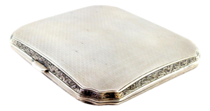 Guilloche Silver Cigarette Case with Beveled Corners