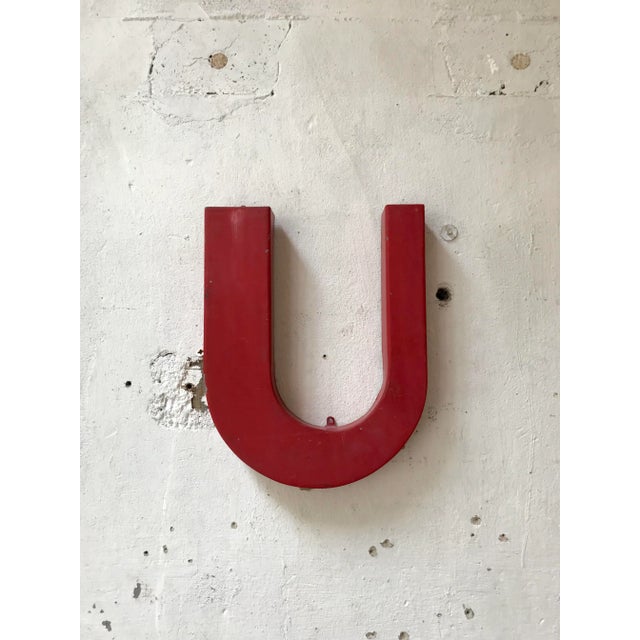 Vintage Industrial Metal Letter U For Sale - Image 6 of 6