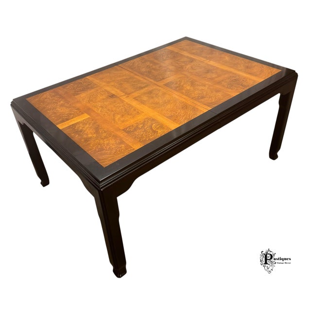 Vintage Century Raymond Sobota Chin Hua Collection Chinoiserie Style Burl & Black Lacquer Dining Table For Sale In Greensboro - Image 6 of 12