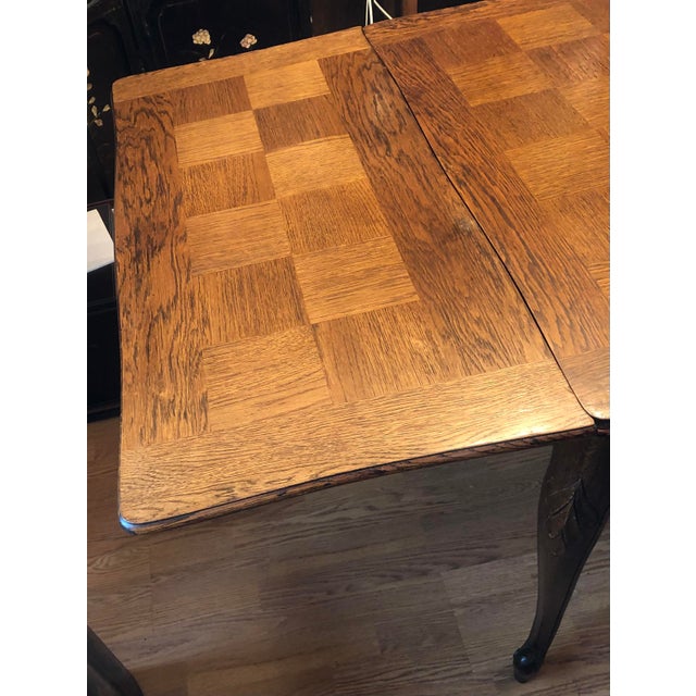 Vintage Parquet Top Refectory Table For Sale - Image 9 of 11