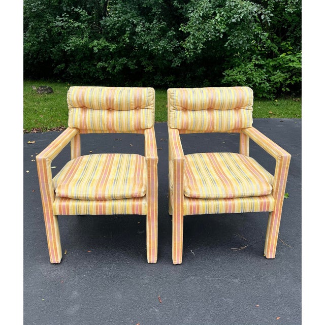 Yellow 1970s Milo Baughman Style Parsons Dining Chairs - Set of 6 For Sale - Image 8 of 12