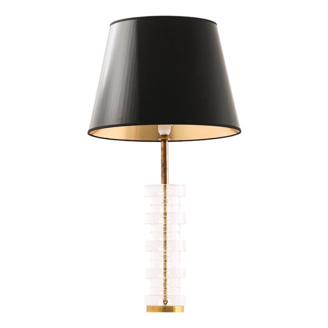 Table Lamp in Brass and Glass attributed to Carl Fagerlund, 1960s For Sale