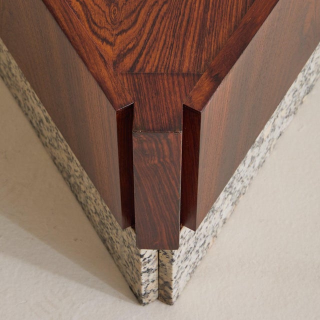 Wood French Rosewood + Granite Triangular Coffee Table, 1940s For Sale - Image 7 of 11