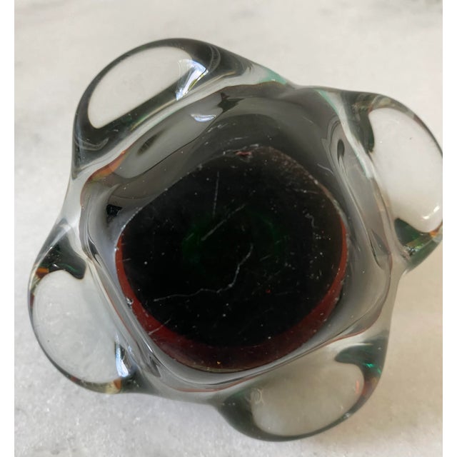 Vintage Green Amber Murano Glass Paperweight/Table Lighter For Sale - Image 11 of 13