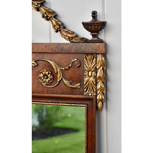 Antique Louis XVI Style Walnut Pier Wall Mirror Neoclassical Gilt Urn Crest For Sale - Image 9 of 18