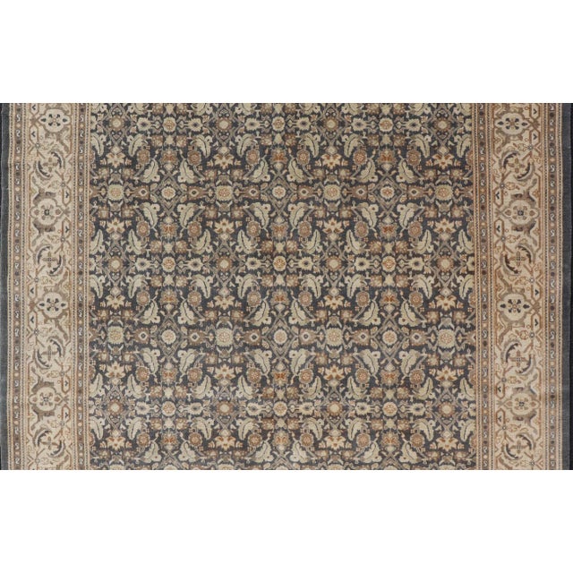 Modern Tabriz Design With Sub-Geometric Herati Design on a Blue Background For Sale In Atlanta - Image 6 of 12