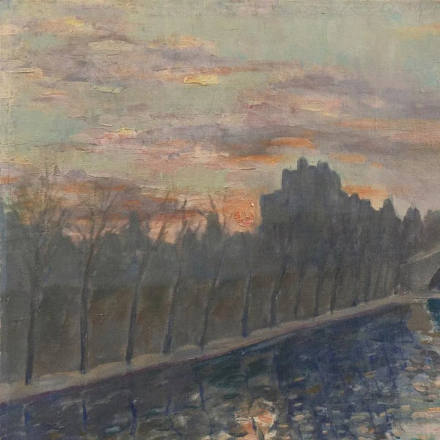 Jade 'Sunset, Paris' by Misha Podryski, 1934, Russian-American, New York, Artist's Union, National Art Club For Sale - Image 8 of 13