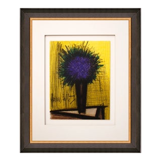 1967 Bernard Buffet Lithograph Purple Bouquet Framed For Sale