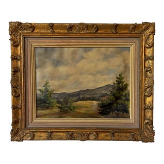 Antique Oil on Canvas - Mountain Landscape Signed For Sale