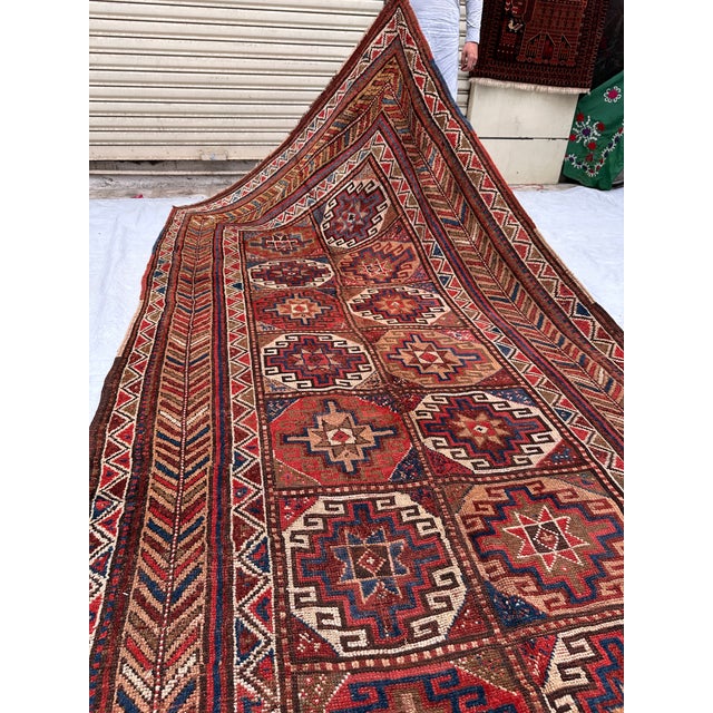 Antique Khamseh Qashqai Hand-Knotted Wool Rug - 10'9" X 5'4" For Sale - Image 4 of 12