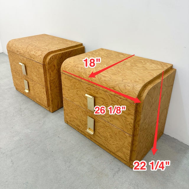 Pair Vintage 1970s Mid-Century Modern Nightstands With Solid Brass Pulls For Sale - Image 14 of 14