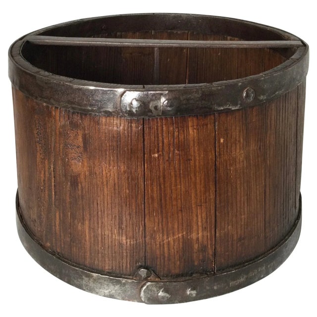 Large Rustic French Wood Grain Measurer Bucket For Sale - Image 11 of 11