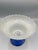 Vintage Frosted Glass Pedestal Bowl With Cobalt Blue Base For Sale - Image 6 of 6