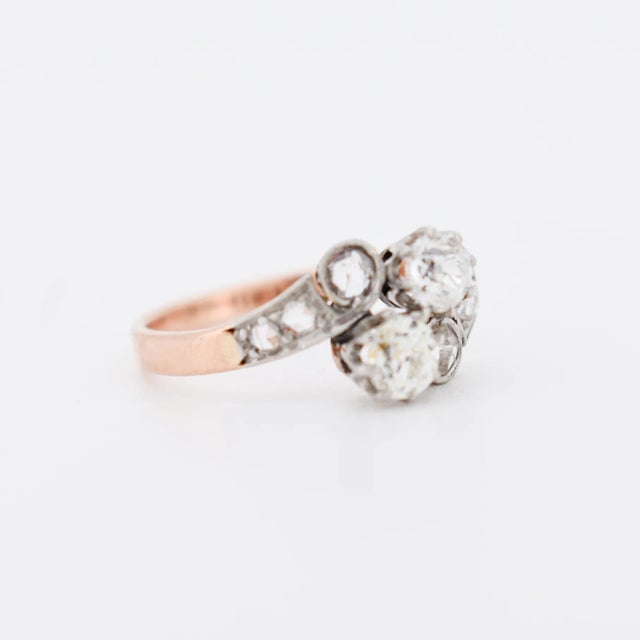 Late 19th Century Antique You and Me Ring, 18 Carat Gold and Diamonds, Size 6.75 For Sale - Image 5 of 6