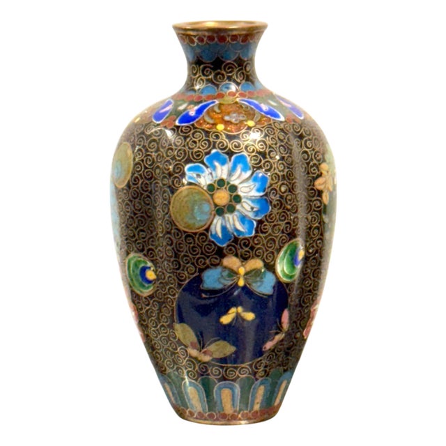 Meiji Period Cloisonne Bulbous Cabinet Vase For Sale