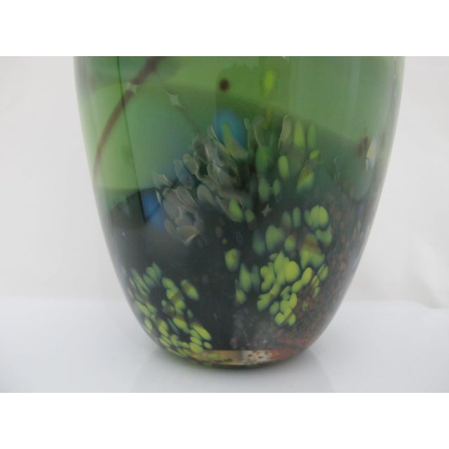 Suzanne Kindland Handblown Icefire Studio Art Glass Green Blue Mottled Vase For Sale In Portland, OR - Image 6 of 12