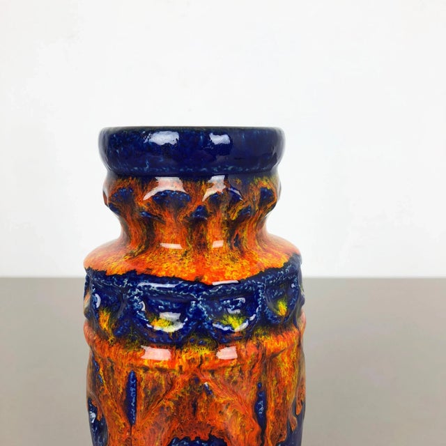 Colorful Fat Lava Pottery Vase from Bay Ceramics, Germany, 1950s For Sale - Image 3 of 11