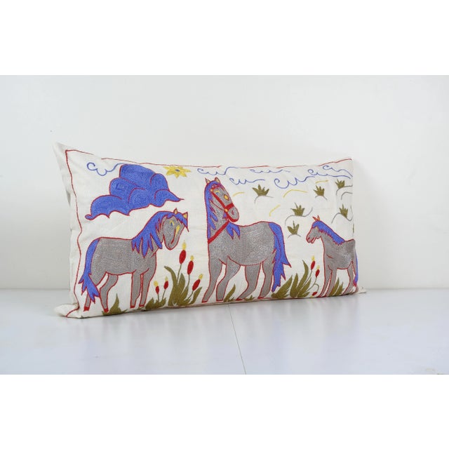 Suzani Horse Pictorial With Horse Design Pillow Case Suzani is an exquisite fabric, every piece is unique but can also...