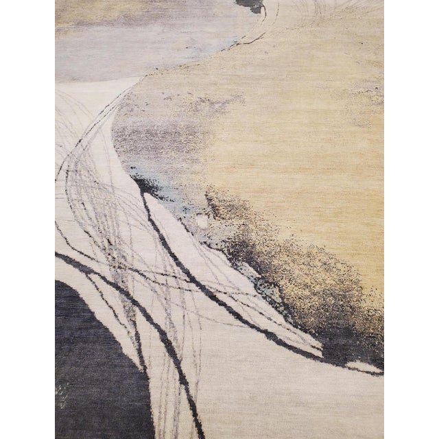 Beautiful hand knotted modern rug. Made of 75% wool and 25% cotton with very modern design and colors, this extremely...
