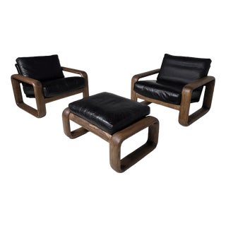 Hombre Lounge Chairs with Ottoman from Rosenthal, Germany, 1970s, Set of 3 For Sale