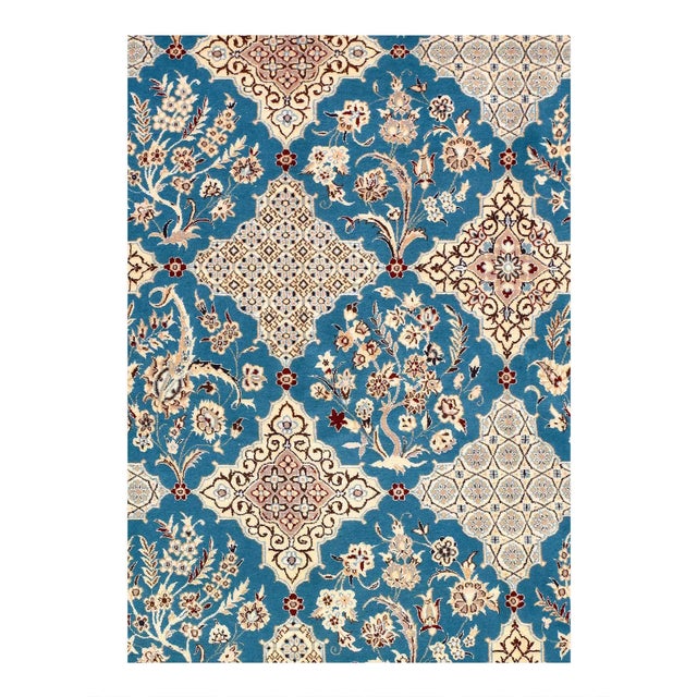 Beautiful hand knotted Nain rug made from wool and silk. Nain is a small village located in central Iran that has...