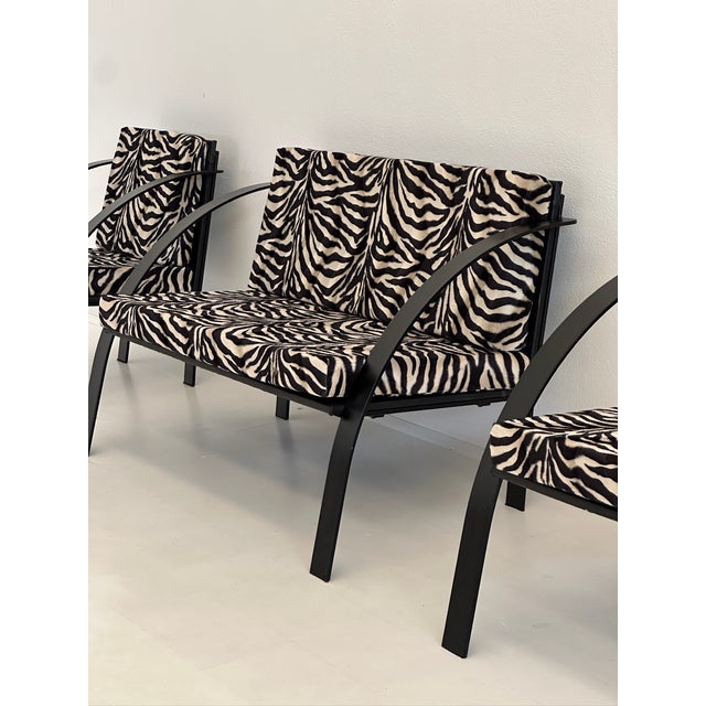Sofa and Animalier Armchairs with Metal Frames, 1980s, Set of 3 For Sale - Image 14 of 17