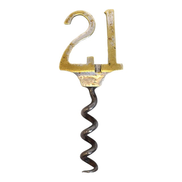 Mid 20th Century The "21" Club Silver Plate Corkscrew Made in England For Sale