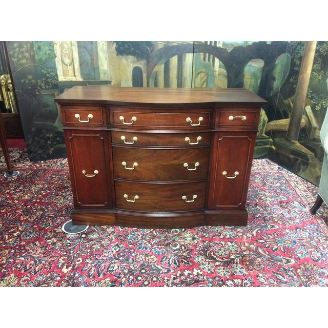 Wood Vintage Bowed Front Mahogany Buffet For Sale - Image 7 of 11