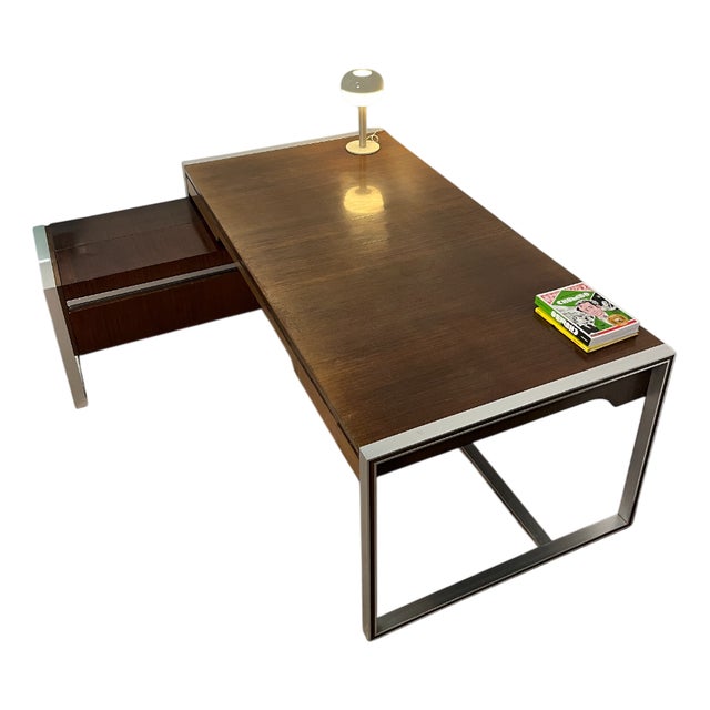 Large Double-Sided Ministers Desk in Varnished Rosewood by Claude Gaillard for Ligne Roset, 1970s, Set of 2 For Sale