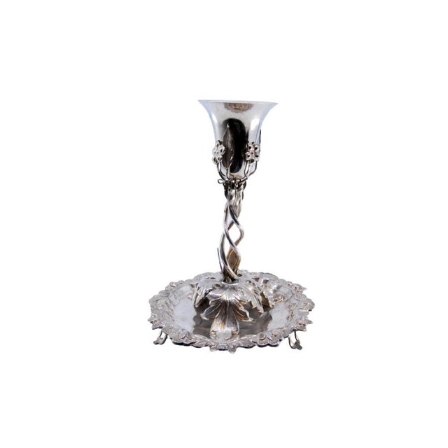 Silver Toothpick Holder with Climbing Vine Chalice on Raised Base with Feet For Sale - Image 10 of 10