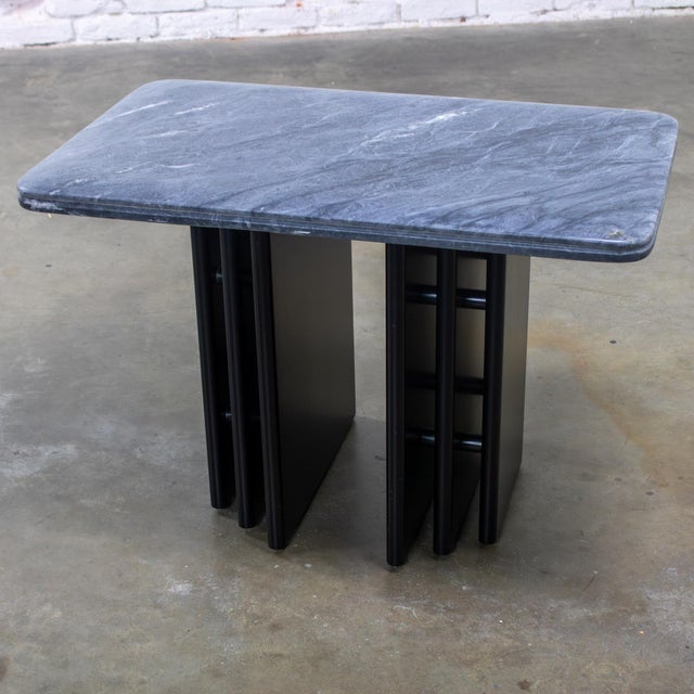 Fantastic Late 20th Century Scandinavian Modern to Postmodern end or side table comprised of a rectangular shaped gray &...
