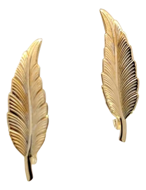 1990s Pair of Tiffany & Co Estate Leaf Earrings Clip-on 14k Gold Plated