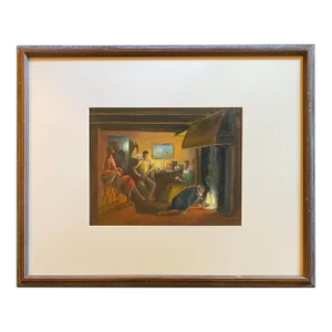 Satori Gregorakis Original Oil Painting of an Early Dutch Interior Scene