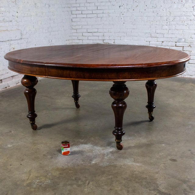 19th Century Antique William IV Style Mahogany Oval Dining Table W/Turned Legs & Casters For Sale - Image 17 of 17
