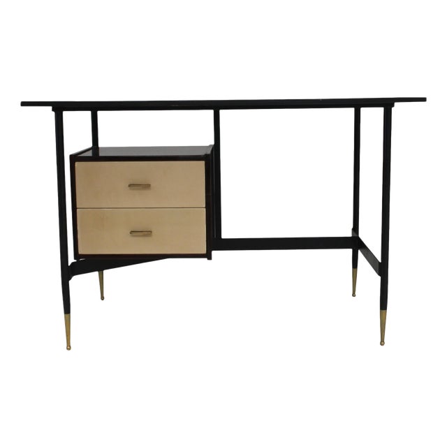 Mid-Century Rosewood Desk with White Lacquered Drawers, Italy, 1950s For Sale