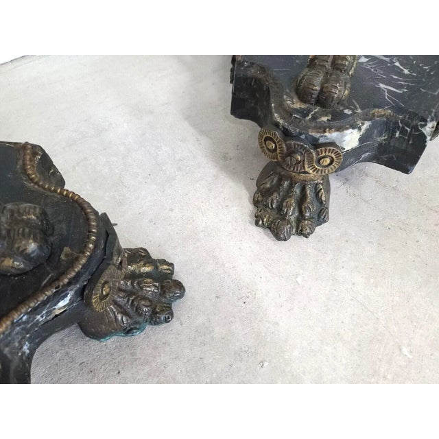 Brass Antique Grand Entrance Italian Brass Griffins & Marble Display Stands - a Pair For Sale - Image 8 of 13