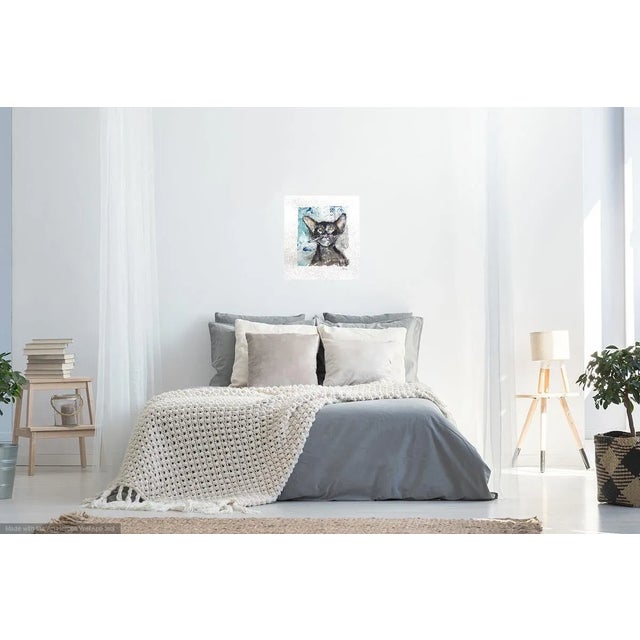 Martha Holden "Blue Kitty" Monotype and Pastel on Paper For Sale In Los Angeles - Image 6 of 6