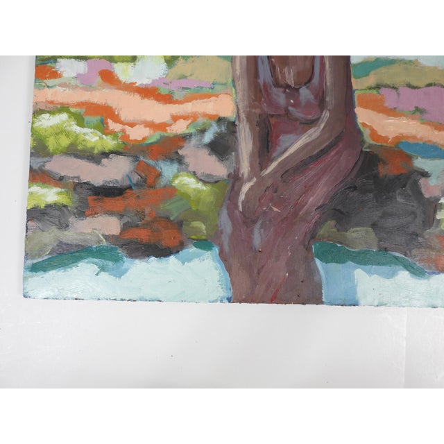 English Contemporary Expressionist Woman in Garden Painting For Sale - Image 3 of 7