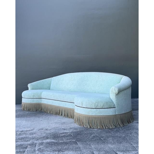 Vintage Regency Velvet Curved Sofa For Sale - Image 4 of 12