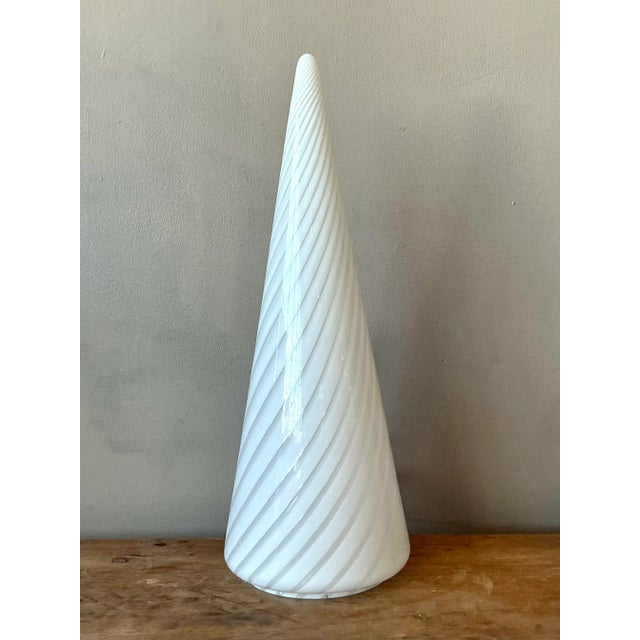 Mid 20th Century Vintage Italian Vetri Glass Swirl Cone Lamp For Sale - Image 5 of 6