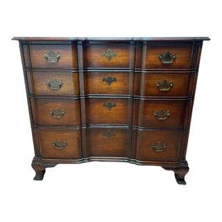 Late 20th Century Kindel Furniture Chippendale Style Mahogany Block Front Chest of Drawers. For Sale