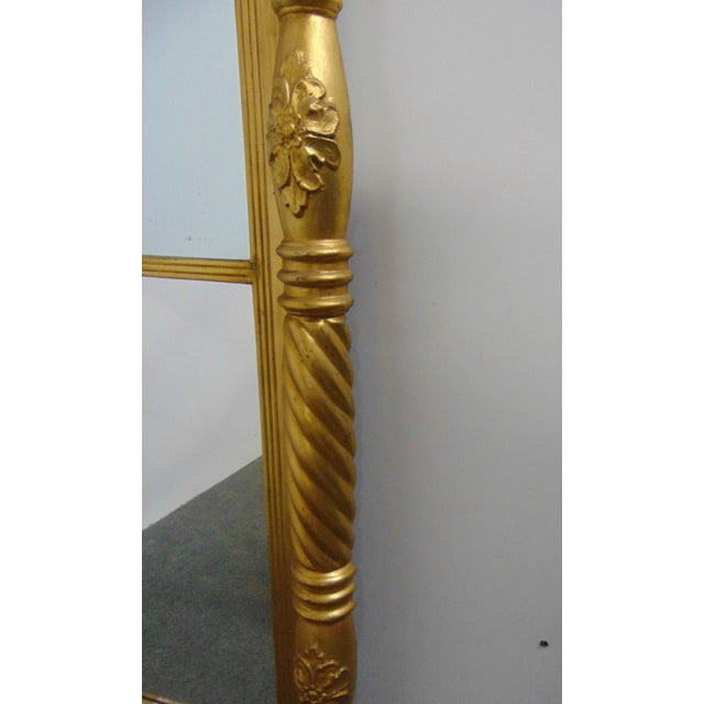 Early 19th century Empire Mirror , gold gilt finish , acron finials , shell carved design , spiral twist columns , mirror...