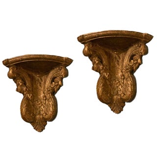 19th Century Vintage Gilt Corner Brackets- a Pair For Sale