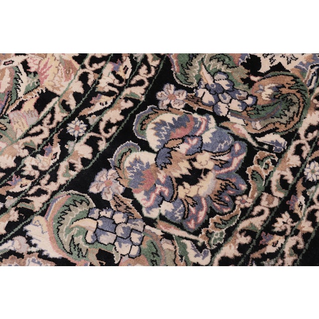 1990s Shabby Chic Pak-Persian Black/Gray Wool Round Rug- 8'10'' X 9'0'' For Sale - Image 5 of 9