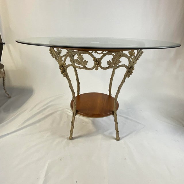 Art Nouveau Vintage Drexel Maple and Wrought Iron Dining Table & Chairs - 5 PCS Set For Sale - Image 3 of 18